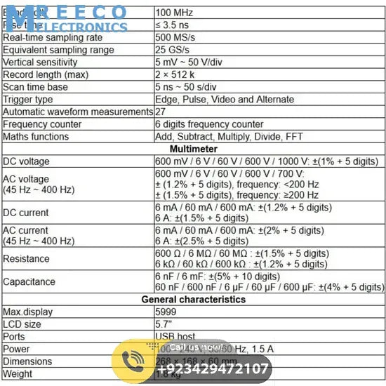Handheld Digital Storage Oscilloscope DSO UNI T UTD1102C - Bottom View