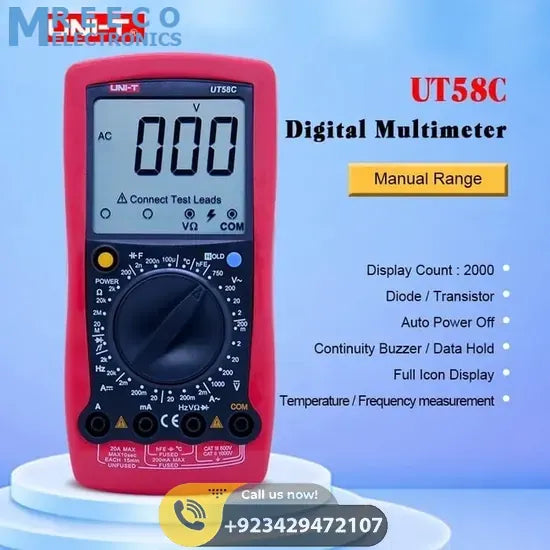 General Digital Multimeter UNI T UT58C - Back View