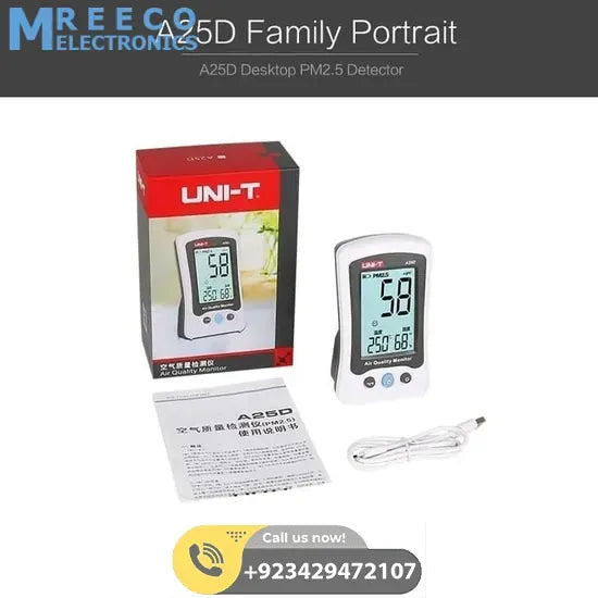 UNI T Air Quality Meter PM2.5 A25D - Side View
