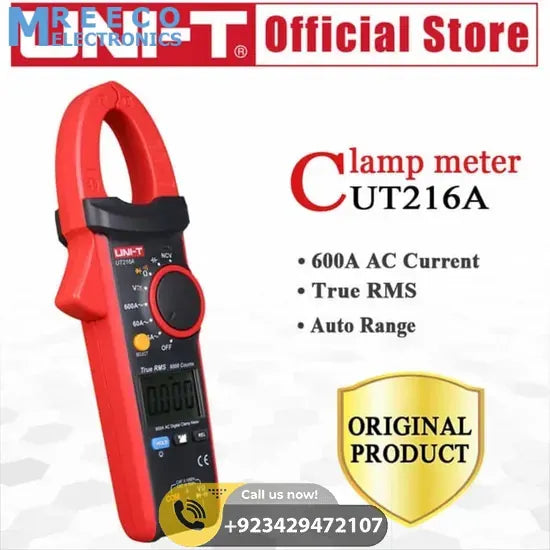 UNI T UT216A True RMS Digital Clamp Meter 600A - Front View
