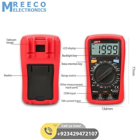 UNI T UT33D+ Palm Size Multimeter - Angle View