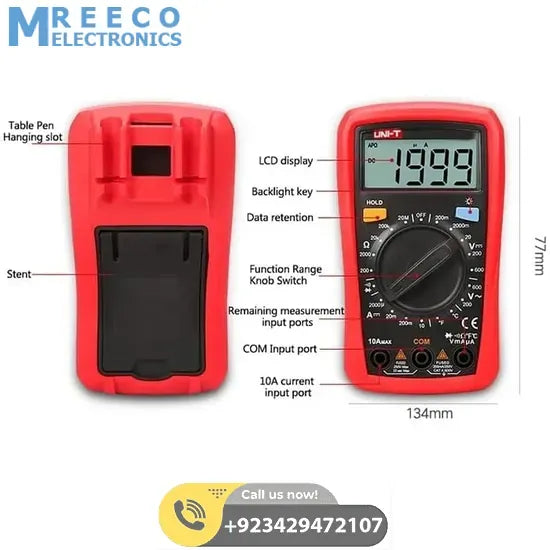 UNI T UT33A+ Palm Size Multimeter - Bottom View
