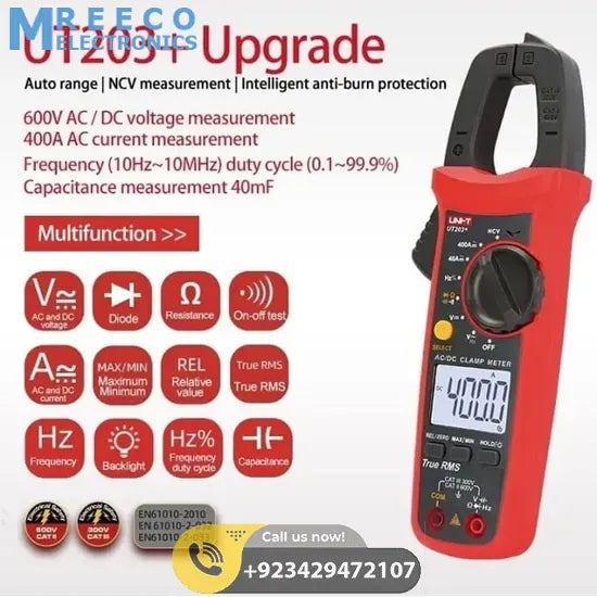 UNI T UT203+ Digital Clamp Multimeter - Bottom View