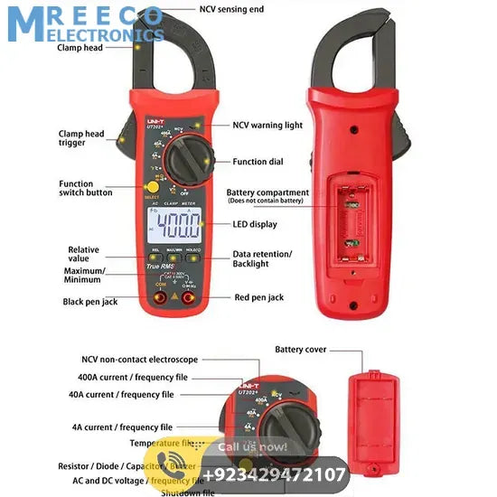 UNI T UT203+ Digital Clamp Multimeter - Angle View