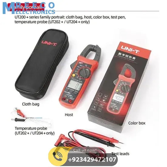 UNI-T UT204+ Digital AC DC Current Clamp Meter Multimeter - Top View