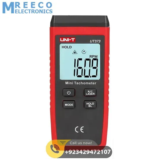 UNI T UT373 Mini Tachometer RPM Meter - Side View