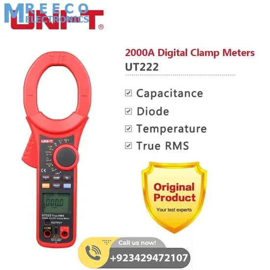 True RMS Digital AC/DC Clamp Meter 2500A UNI T UT222 - Front View