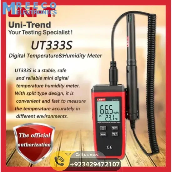 UNI-T UT333S Digital Temperature Humidity Meter - Front View