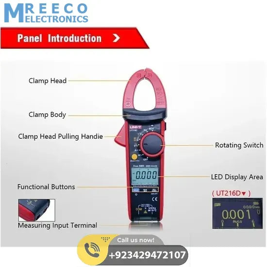 UNI T UT216C True RMS Digital Clamp Meter 600A - Bottom View
