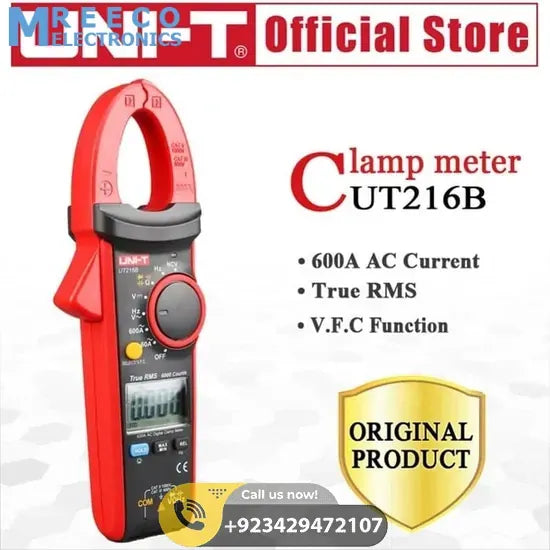 UNI T UT216B True RMS Digital Clamp Meter 600A - Front View