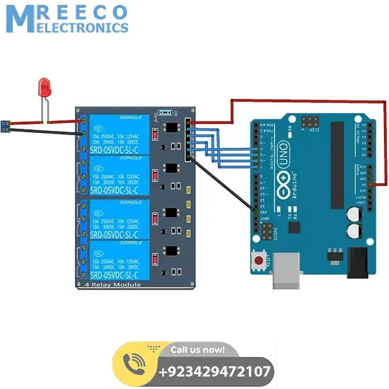 Arduino 4 Channel Relay Module Board - Back View