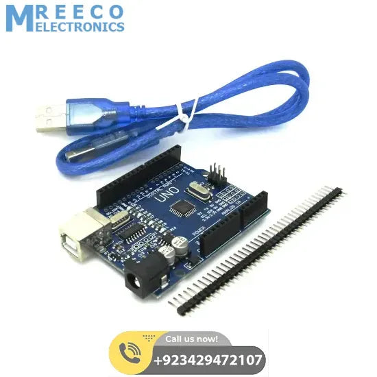 Arduino Uno R3 SMD Cheap Price In Pakistan With USB Cable - Front View