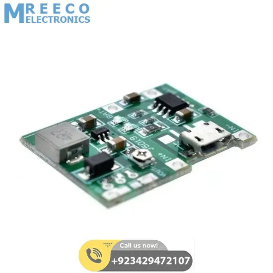 J5019 HW 357 Adjustable UPS Li Ion Charger with 4.5 To 24 Volts Boost Module 3.7V 9V 5V 2A Adjustable Step Up 18650 Lithium Battery Charging Discharge Boost Converter TP4056 - Side View