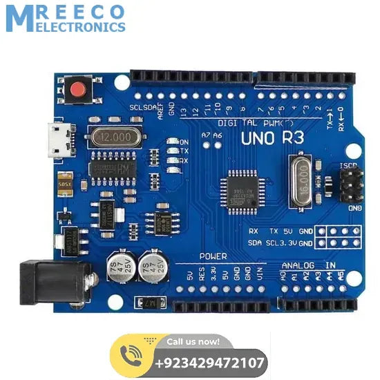 Micro USB Arduino Uno R3 - Front View