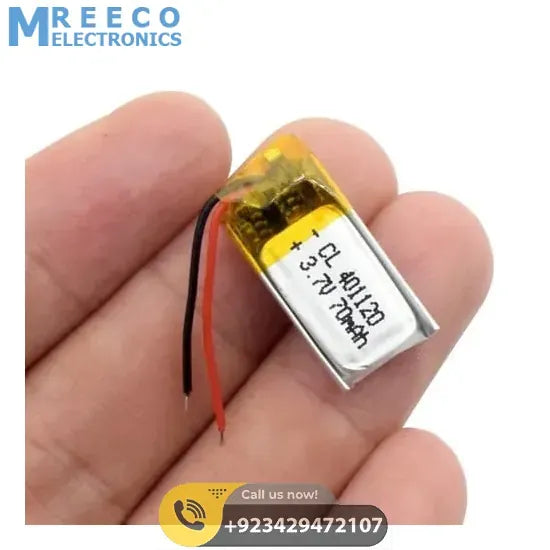3.7V 70mah Lithium ion Li-ion Battery - Side View