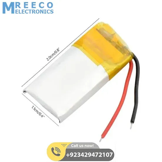 3.7V 70mah Lithium ion Li-ion Battery - Back View