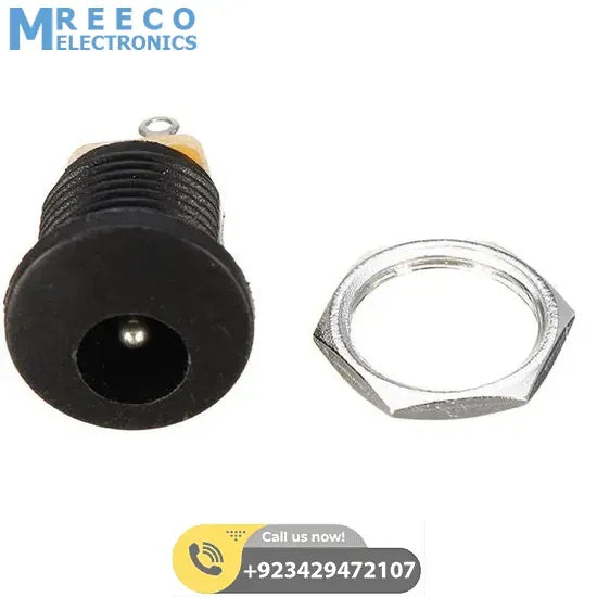 DC-022 DC Power Jack PCB Mount Female Connector 3 Pin with Nut 5.5mm x 2.1mm - Back View