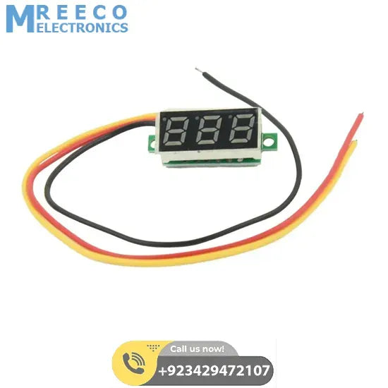 Three wire 0.28 Inch LED Mini DC Voltmeter - Side View