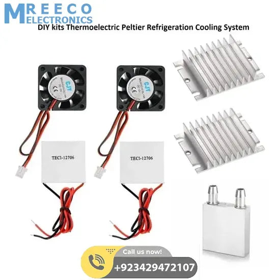 DIY kits Thermoelectric Peltier Refrigeration Cooling System Water cooling+ fan+ 2pcs TEC1-12706 Coolers - Front View