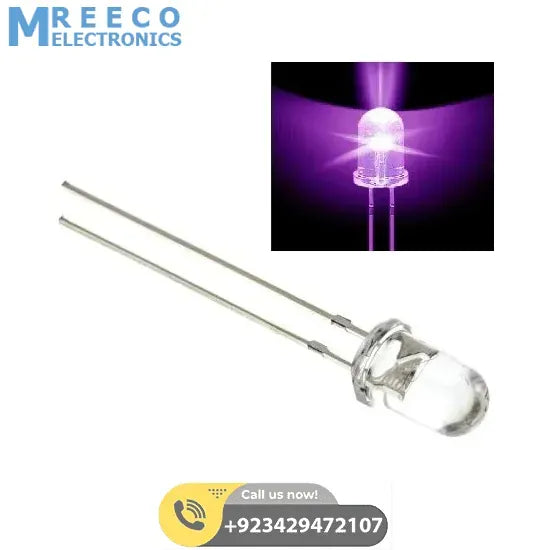 5mm UV LED Ultraviolet LED - Front View