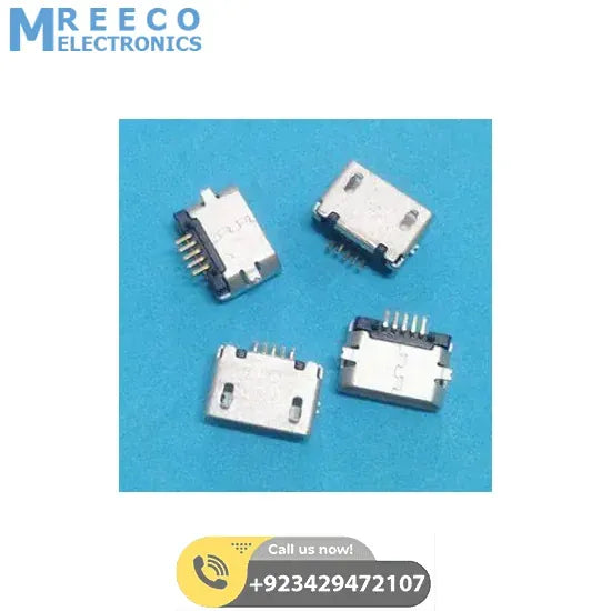 MICRO USB Female Connector With USB Socket 5 Pin - Front View