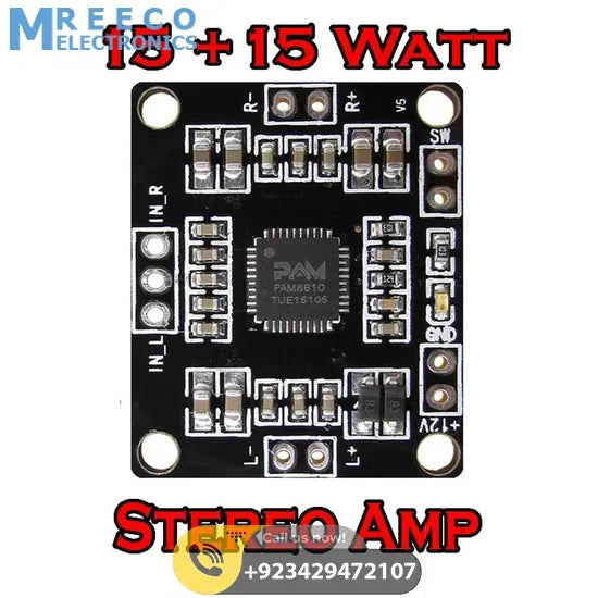 xhm181 XH M181 PAM8610 12V Dual-Channel Stereo Audio Amplifier Board - Front View