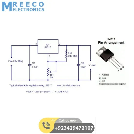 Adjustable Voltage Regulator LM317 - Side View