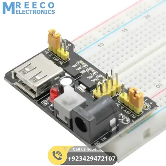 MB102 Breadboard Power Supply Module 3.3V/5V For arduino Solderless Bread Board - Side View