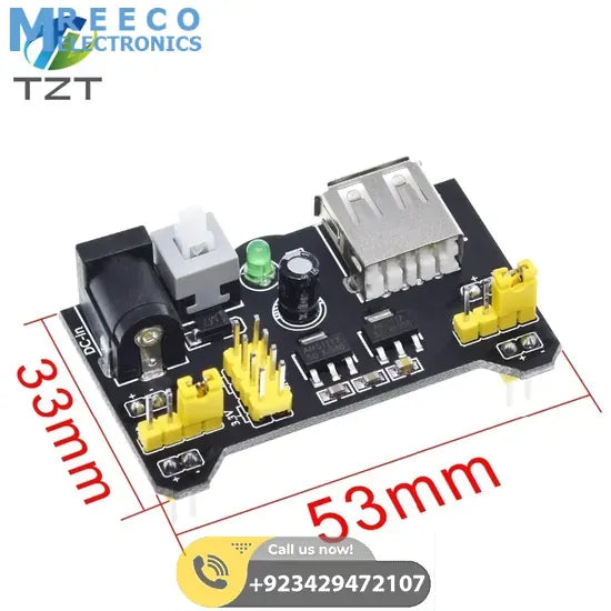 MB102 Breadboard Power Supply Module 3.3V/5V For arduino Solderless Bread Board - Back View