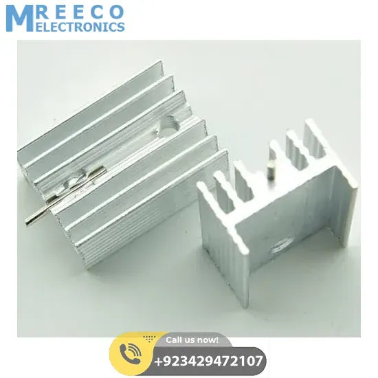 Silver Aluminium TO 220 Heat Sink with screw - Side View