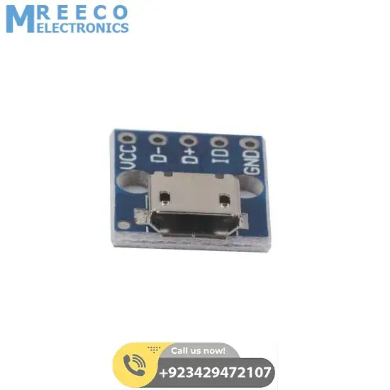 Female MICRO USB to DIP 5-Pin Bread Board Power Supply Breadboard Power Supply - Back View