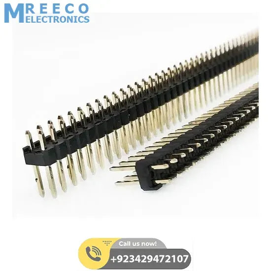 Dual Row Male Header 0.1 Inch 40+40 Pin Break Away - Front View