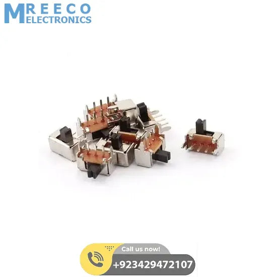 3 Pin 2 Position Panel Mount Micro Vertical SPDT Slide Switch High Knob - Side View