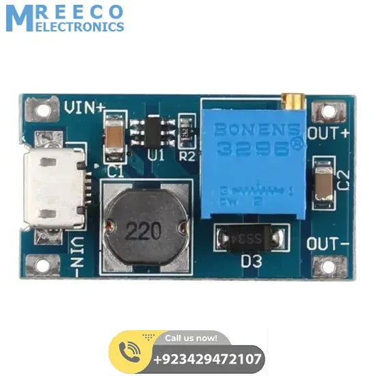 Boost Converter 2A MT3608 Module DC-DC Step-Up module Micro USB In Pakistan - Front View