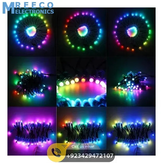 50 Led's Pack 12mm Neo pixels Addressable Led Diffused Digital RGB Pixel LED Light - Front View