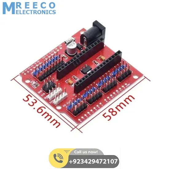 Arduino Nano Sensor Shield Nano I/O Expansion Board Prototype Shield - Back View