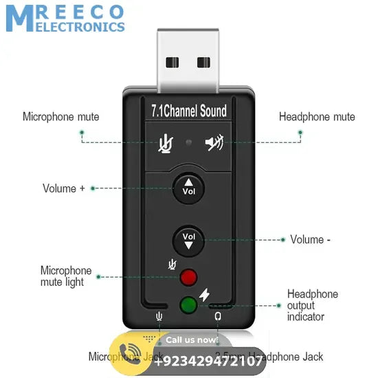 7.1 Channel USB External Sound Adapter - Display View