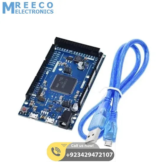 Arduino Due AT91SAM3X8E ARM Cortex-M3 Board With Micro USB Cable - Front View