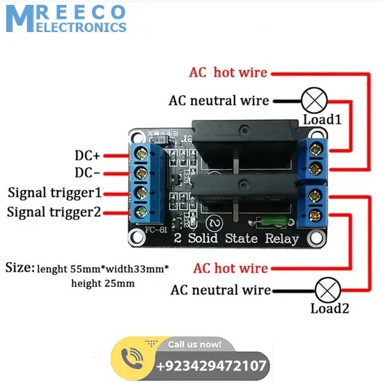 Solid State Relay SSR Module 2 Channel For Arduino - Back View
