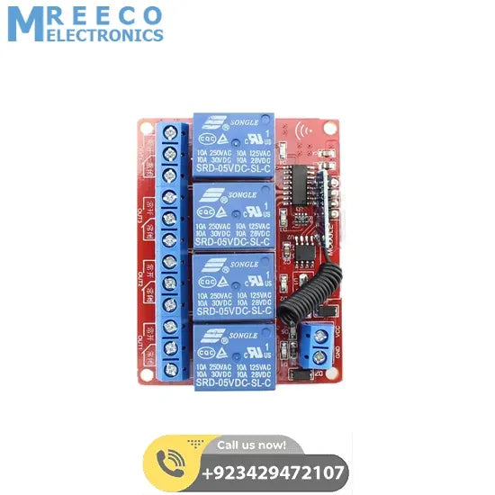 4 Channels RF Remote Control Module DC 12v - Side View