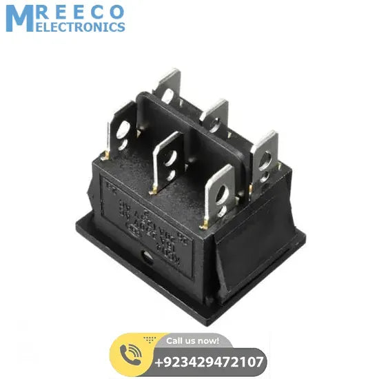 6 Pin 3 Position DPDT Rocker Switch ON OFF ON Power Button Switch - Top View