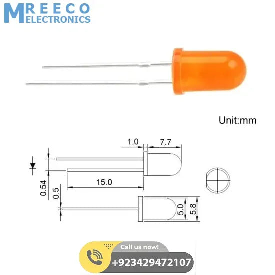 5mm Orange LED Lights - Back View