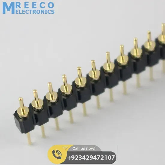 Gold Plated 2.54mm Male 40 Pin Single Row Straight Round Pin Header Strip - Back View