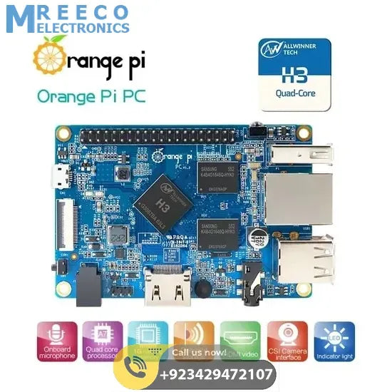 Orange Pi PC H3 Quad Core Development Board Module - Front View