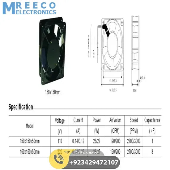 6 Inches 220V Exhaust Fan - Back View
