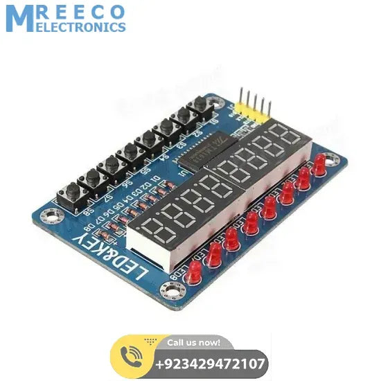 TM1638 8 Digit 7 Segment Display With Led’s and Switches - Front View
