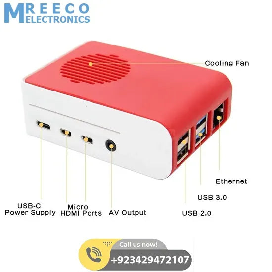 Raspberry Pi 4 Case With Fan Fitting Raspberry Pi 4 Casing Cover - Front View