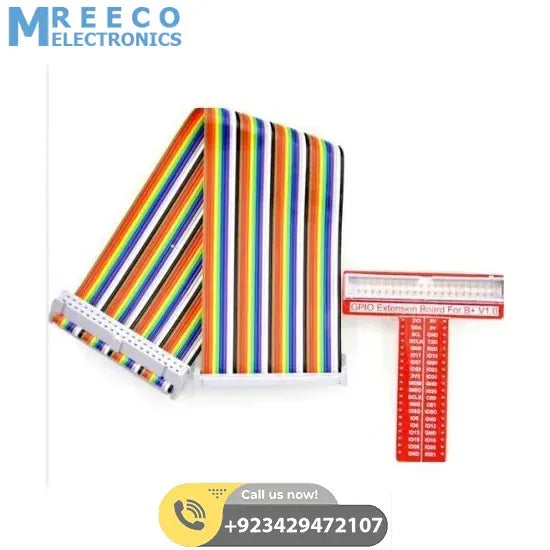 Raspberry Pi 40 Pin GPIO Expansion Board with Cable - Front View