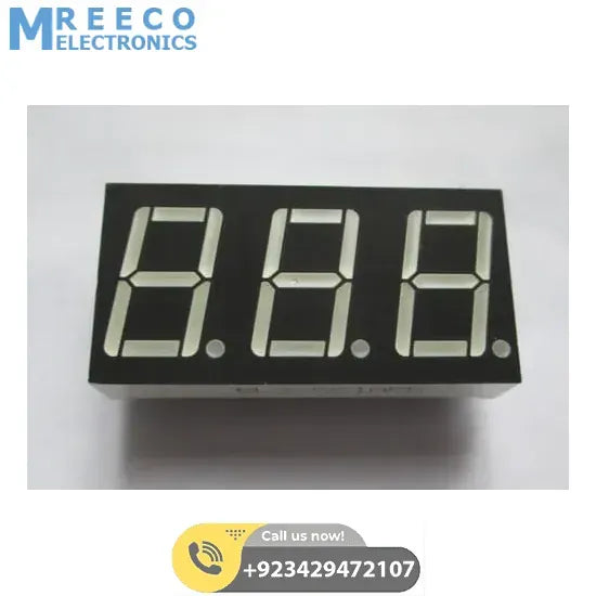 3 Digit 7 Segment Common Anode Red Color Display - Back View