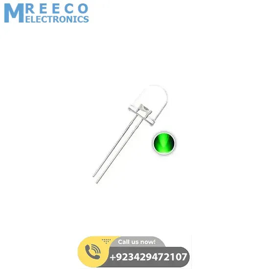 10mm Green LED Light Emitting Diode - Front View